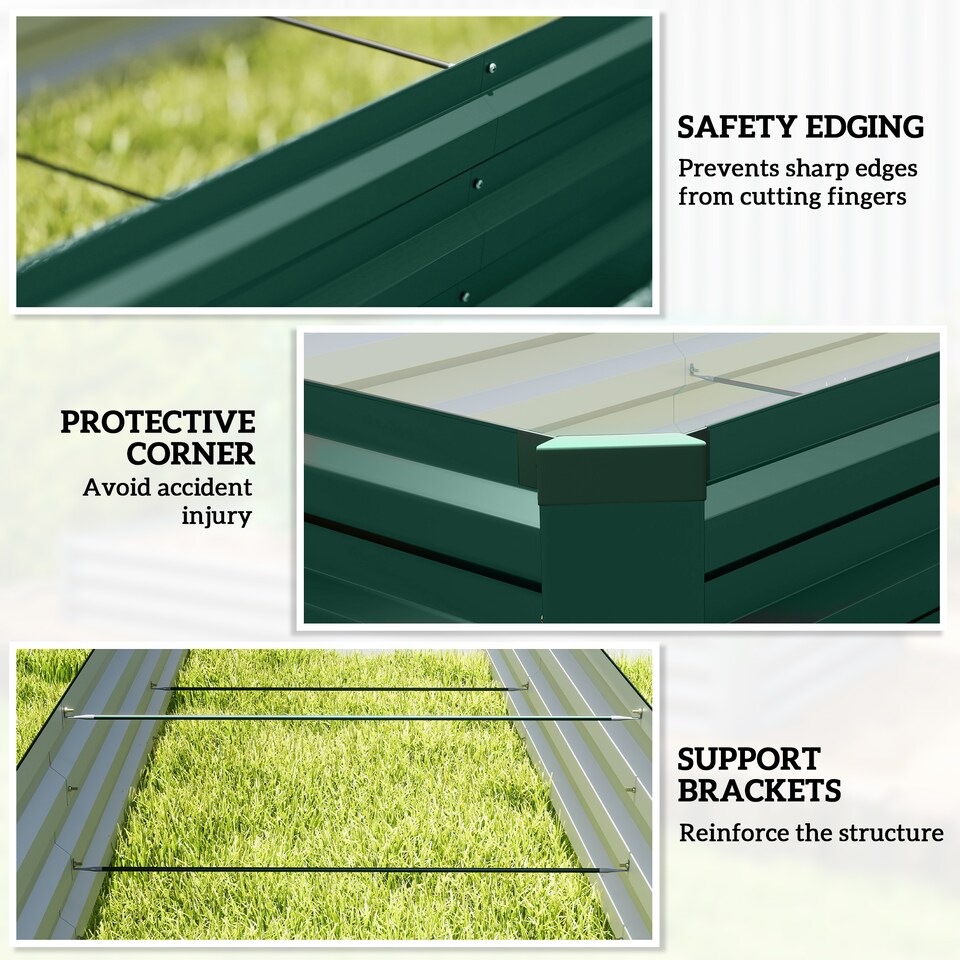 image 1 of Outsunny Galvanised Raised Bed for Garden, Outdoor Elevated Planter Box Green | Green | Green