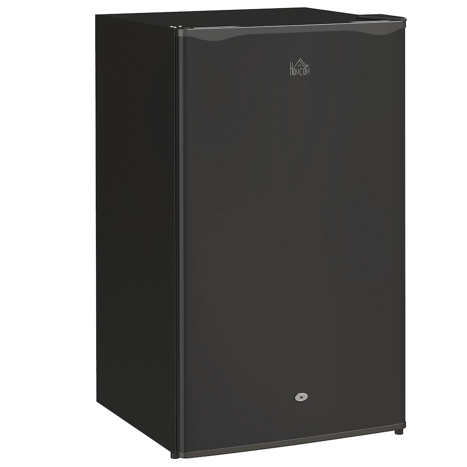 image 1 of HOMCOM 91 Litre Under Counter Fridge Freezer with Lock, Small Fridge Freestanding with Chiller Box, Adjustable Thermostat, 47.5cm Wide, Black