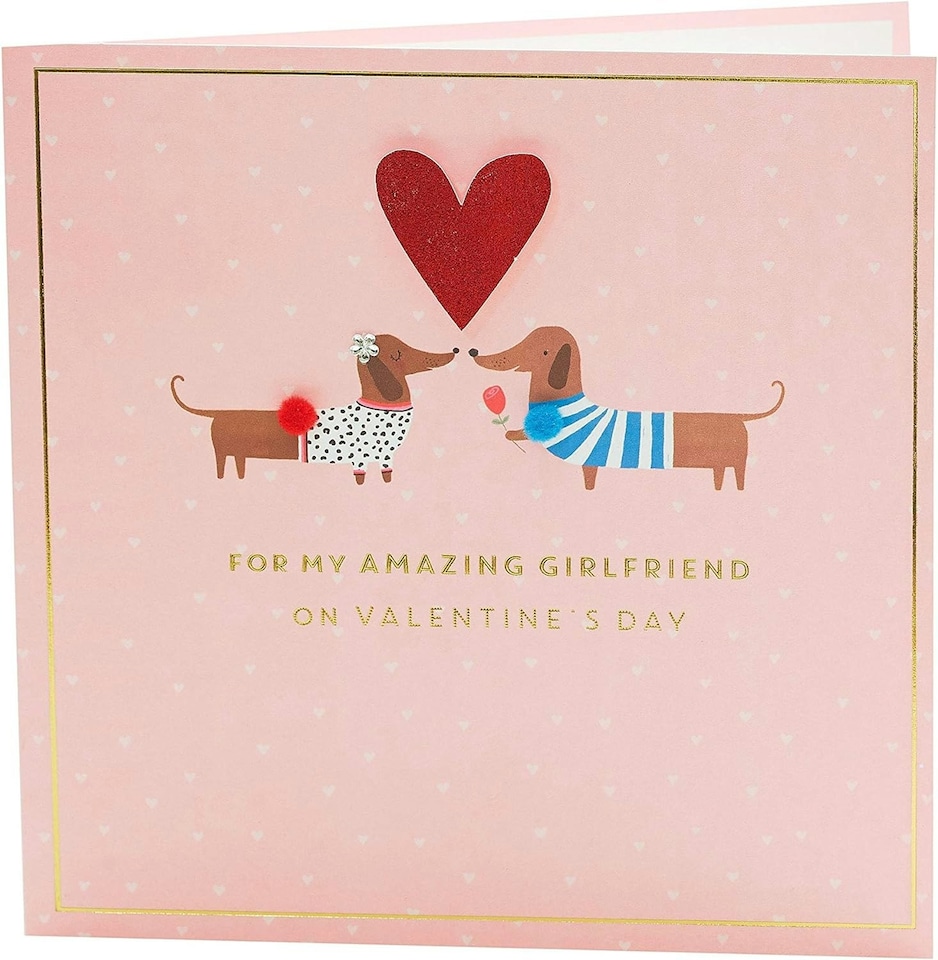 image 1 of Sausage Dog Couple Design Girlfriend Valentine's Day Card