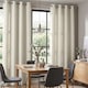 image 1 of Velvet Chenille Eyelet Curtains Ready Made Pair - 142cm x 229cm - Cream