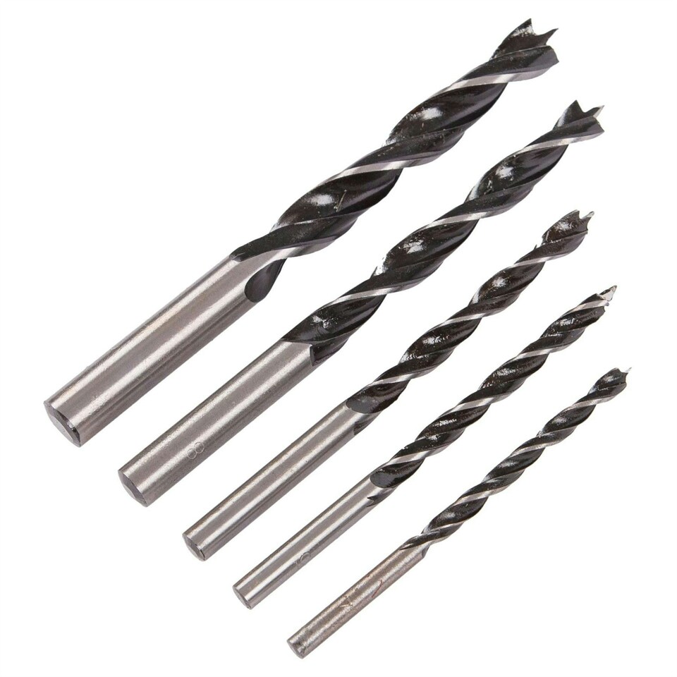 Blackspur 5pc Carbon Steel Brad Point Wood Drill Bit Set - 4-10mm
