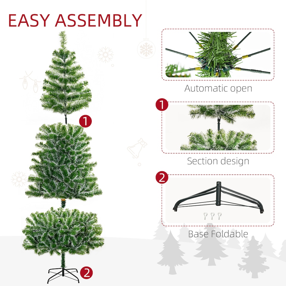 image 1 of HOMCOM 7FT Indoor Christmas Tree Artificial Decoration mas Gift with Metal Stand Branch Tips