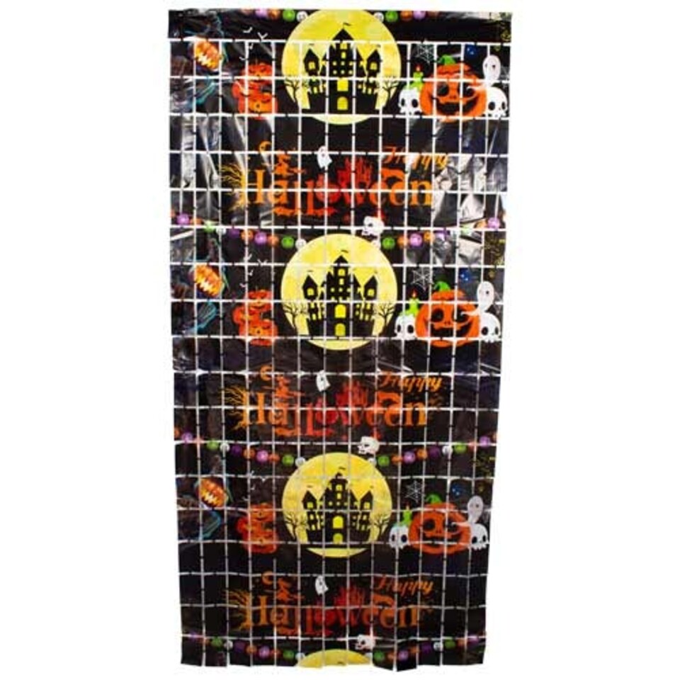 Halloween Characters Plastic Backdrop Block Fringe Curtain 2m x 98cm