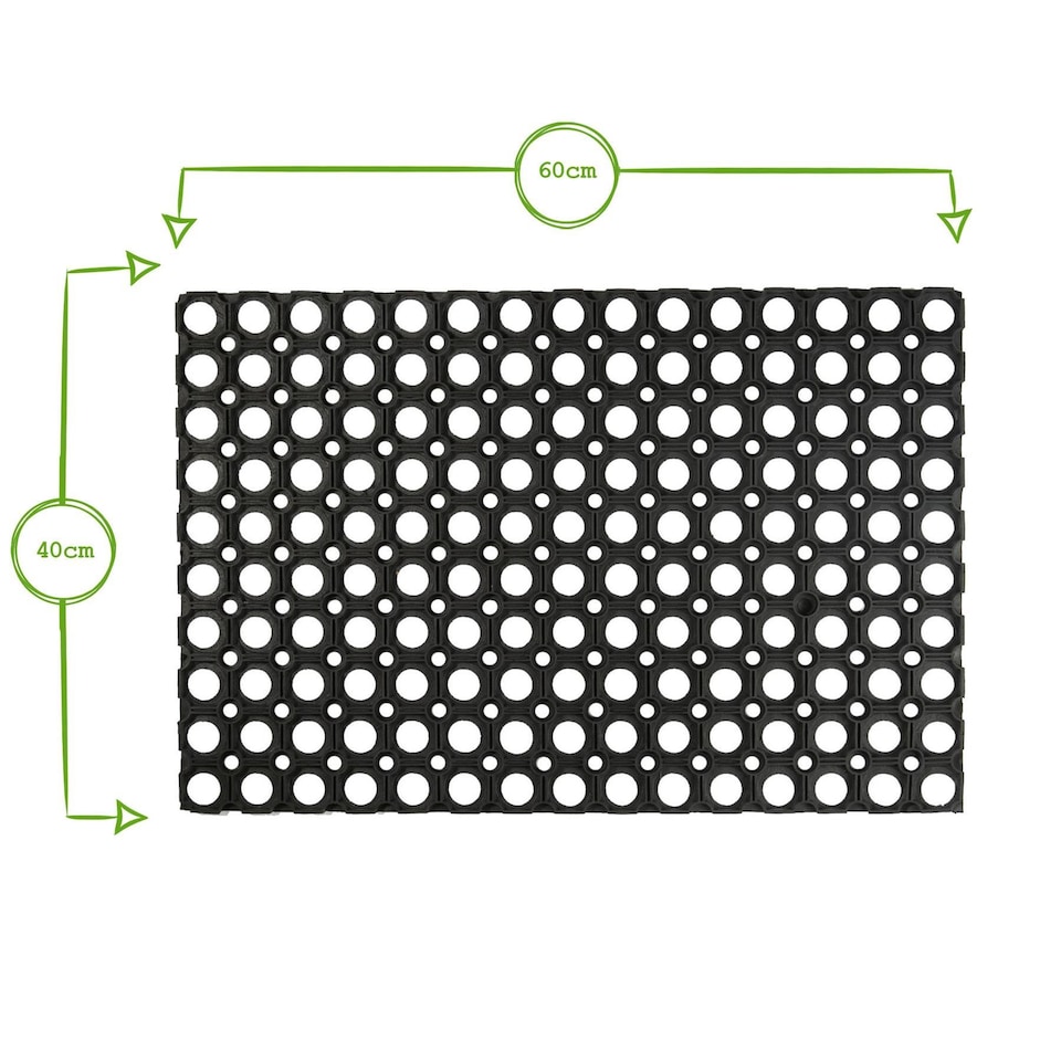 image 1 of Nicola Spring Heavy Duty Rubber Door Mat - 60 x 40cm - Black