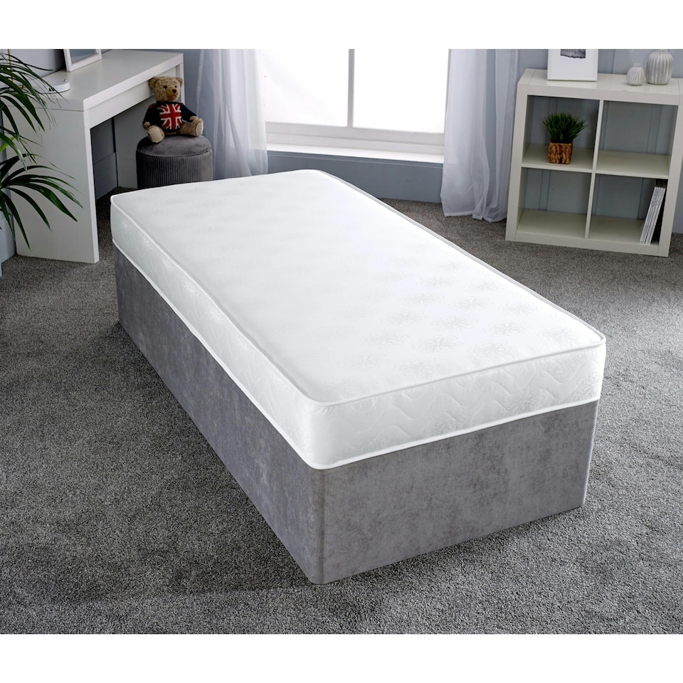 image 1 of Daisy Dual-Sided Sprung Mattress - 18cm Deep Breathable Damask Fabric | White | European Single