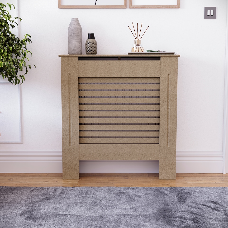 image 1 of Vida Designs Milton Radiator Cover MDF Slatted Cabinet, Unfinished, 78cm
