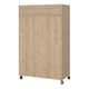 image 4 of Uppsala Open Mobile Wardrobe Unit in Jackson Hickory Oak with a Beige Textile Curtain on Wheels