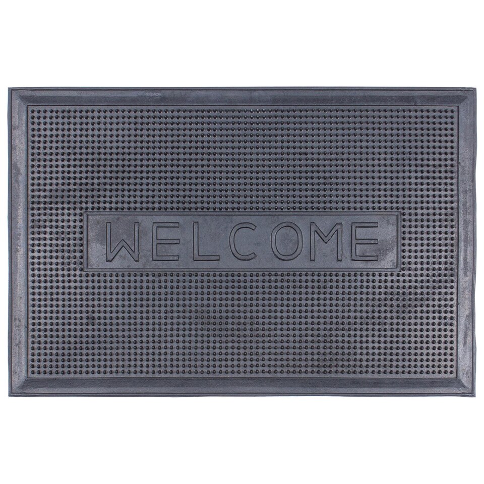 image 1 of Nicola Spring Heavy Duty Door Mat - 60 x 40cm - Welcome - Rubber Indoor Outdoor Floor Mat Dirt Trapper Rug Non Slip Doormat