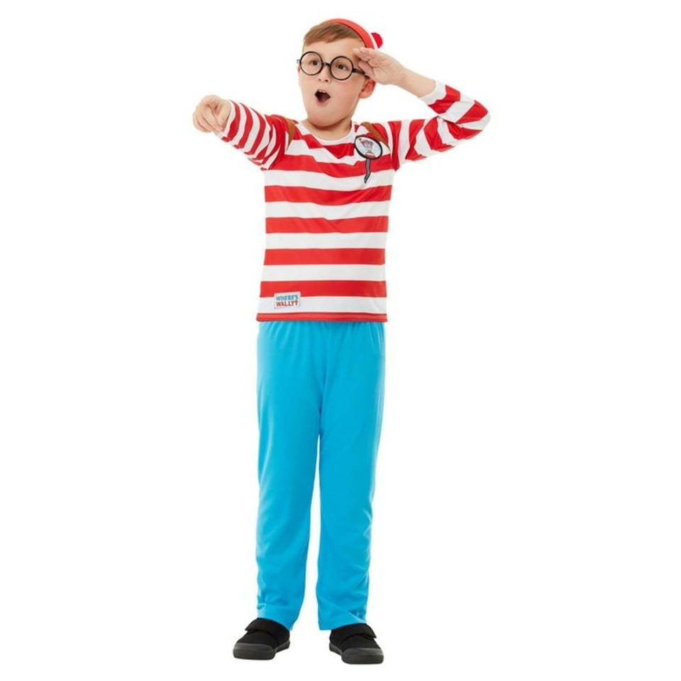 image 1 of Wheres Wally? Boys Deluxe Costume Set - White/Red - 4-5 Years