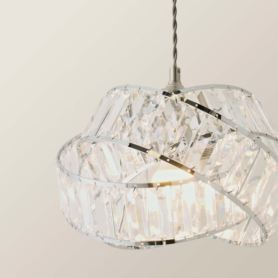 image 1 of ValueLights Hudson Silver Ceiling Pendant Shade Clear