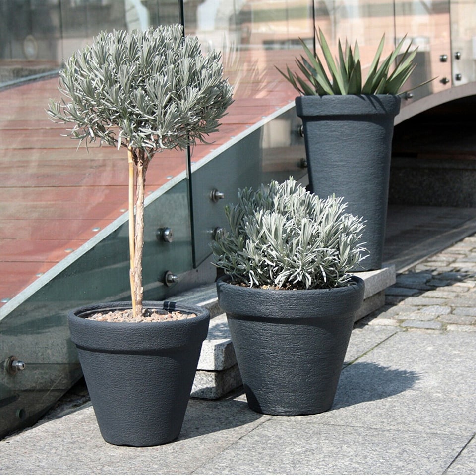 image 1 of Set of 2 Classic Plastic Plant Pot 400mm | Black | 1