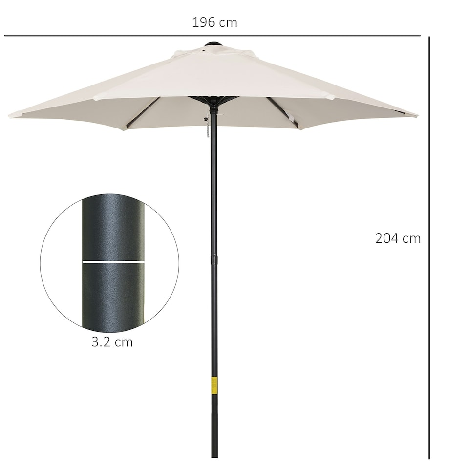image 1 of Outsunny 2m Parasol Patio Umbrella, Outdoor Sun Shade Cream White