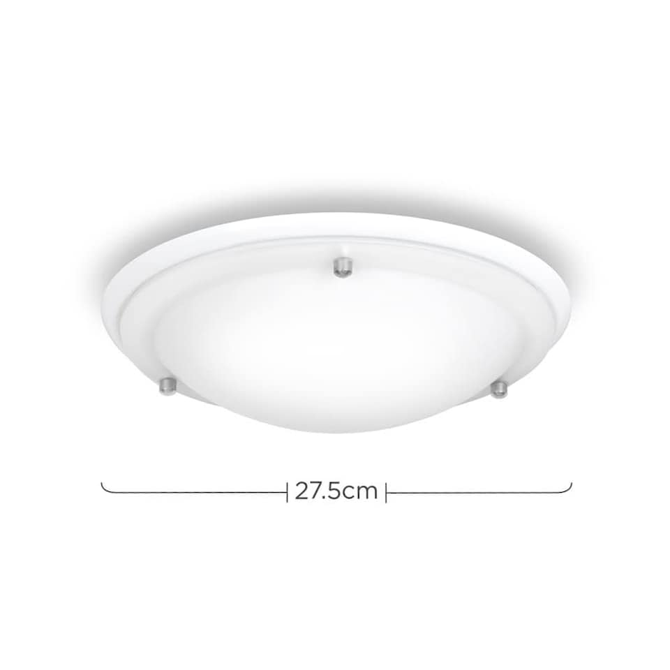 image 1 of ValueLights Round White Opal Glass IP44 Bathroom Flush Ceiling Light and Warm Bulb