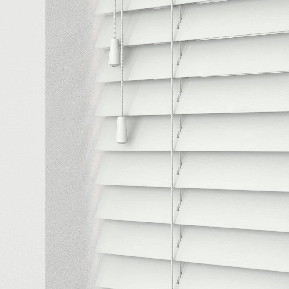 image 1 of 240cm Ultra White Wooden Venetian Blinds With Strings (130cm drop) | White | White