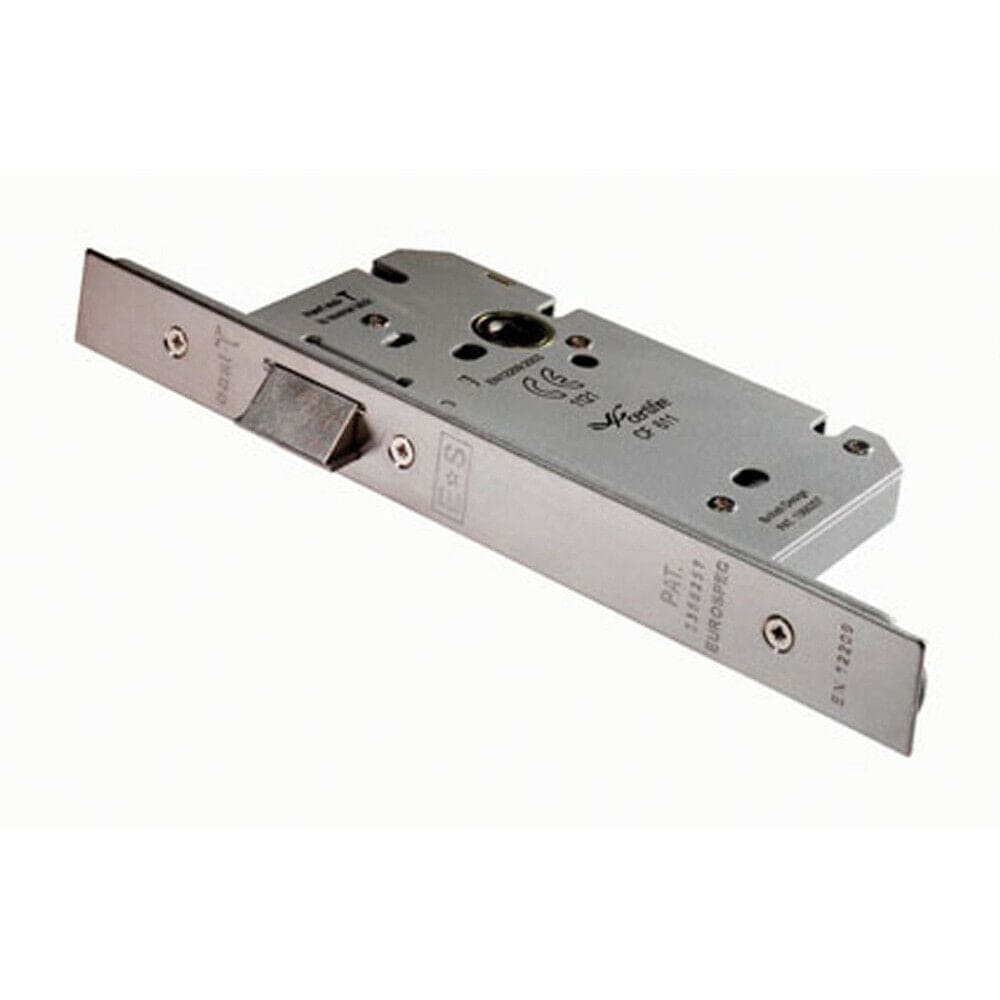 Loops Architectural DIN Latch Square Forend 60mm Backset Satin Stainless Steel in Metallics