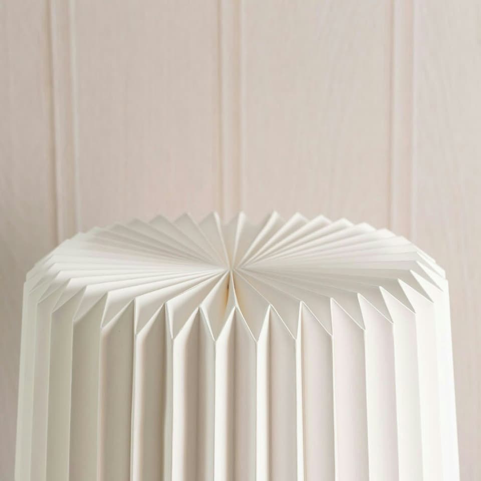 image 1 of ValueLights White Origami Bedside Table Lamp with Paper Fold Pleated Lampshade - Bulb Included