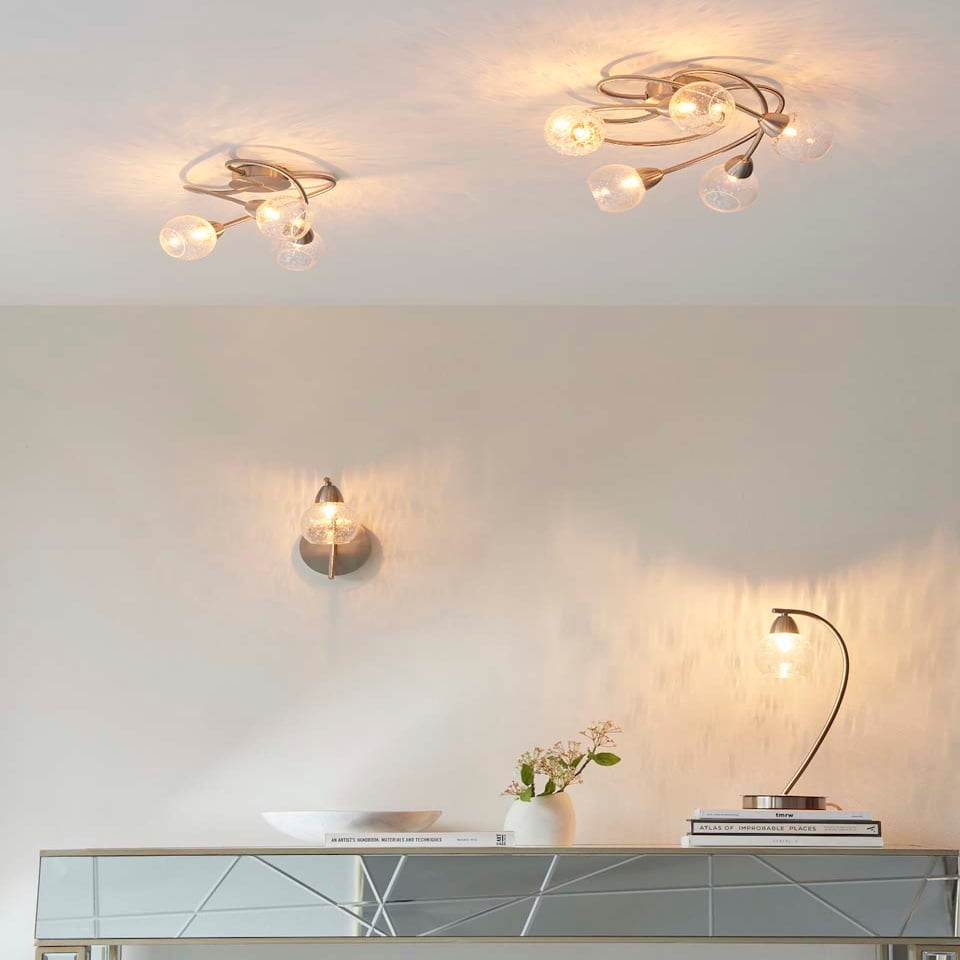 image 1 of Callen Satin Nickel 3 Light Flush Ceiling Light