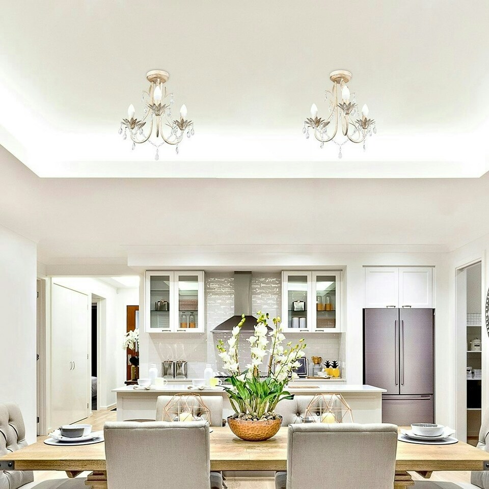 image 1 of ValueLights Pair of White Ceiling Light Chandelier