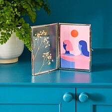 Recycled Glass Folded Double Photo Frame