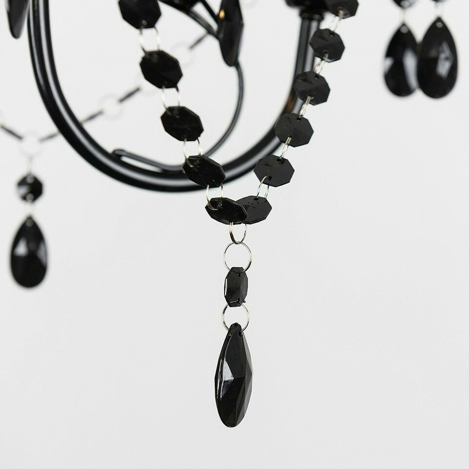 image 1 of ValueLights Odelia Gloss Black Chandelier and E14 Candle LED 4W Warm White 3000K Bulb