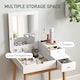 image 4 of HOMCOM Dressing Table with Flip-up Mirror, Makeup Desk with 2 Drawers and Pine Wood Legs, Vanity Table Writing Desk for Bedroom Living Room, White