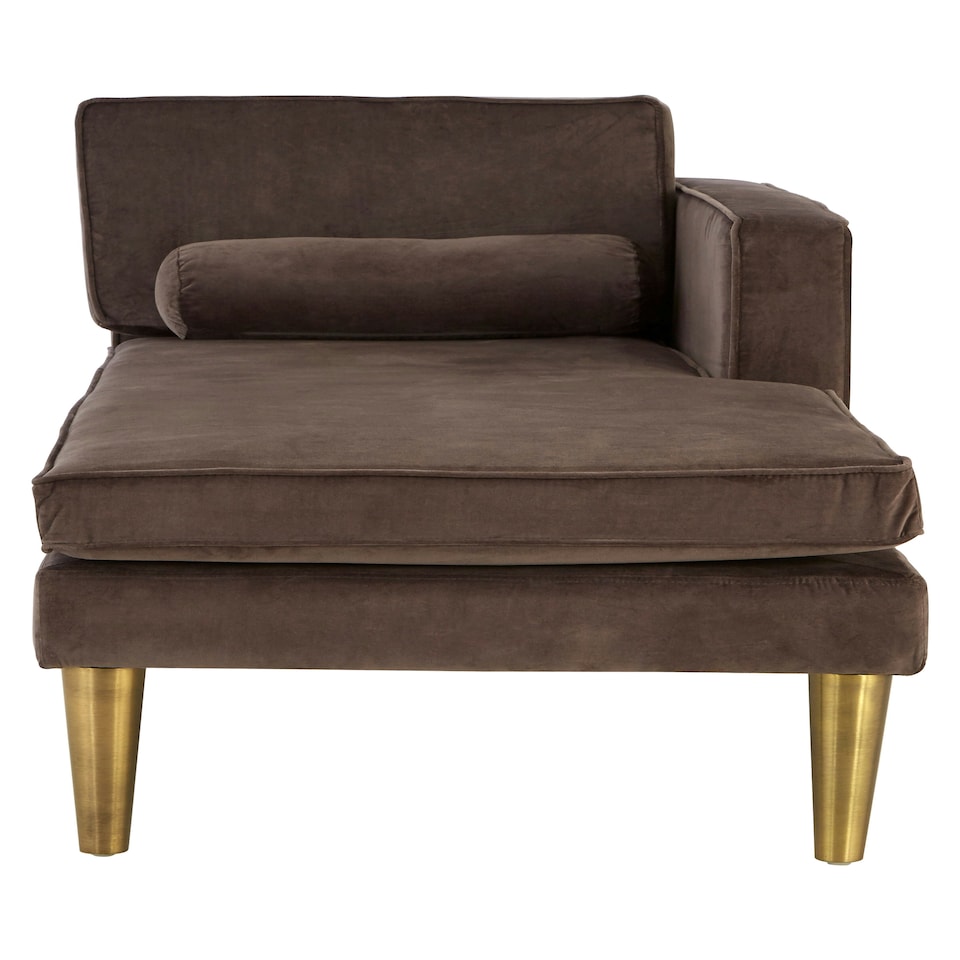 image 1 of Interiors by Premier Grey Velvet and Left Arm Chaise Longue, Comfortable Upholstered Arm Chaise Lounge for Home, Office