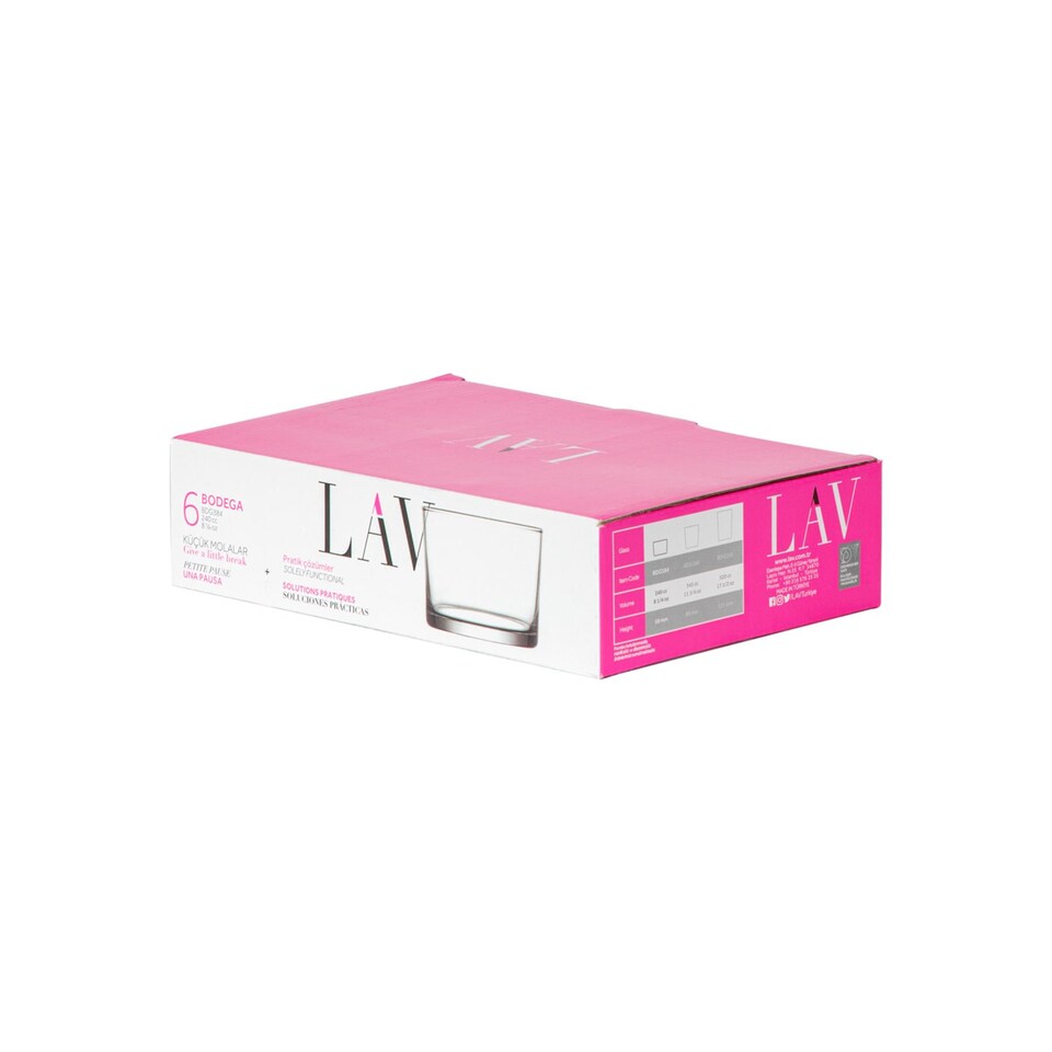 image 1 of LAV Bodega Whisky Glasses - 240ml - Clear - Pack of 6 | Clear | Clear