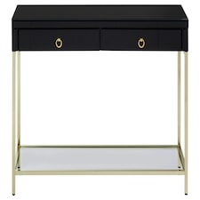 Interiors by Premier Glamorous Gold Finish Console Table, Decorative Table For Livingrooms, Stylish Room Table With Glass Shelf Black