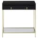 image 1 of Interiors by Premier Glamorous Gold Finish Console Table, Decorative Table For Livingrooms, Stylish Room Table With Glass Shelf Black