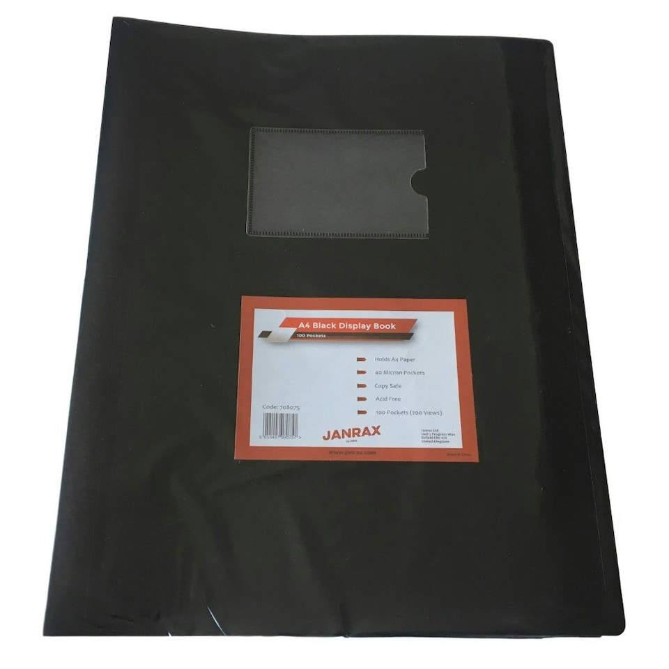 image 1 of A4 Black Flexible Cover 100 Pocket Display Book
