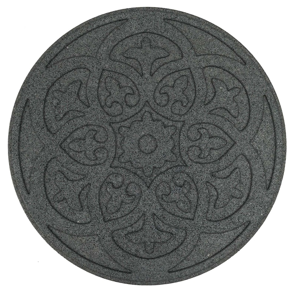 image 1 of Nicoman Round Grey Scroll Stepping Stone - Pack of 4 | Grey | Grey | Pack of 4