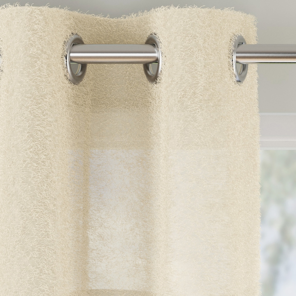 image 1 of Andorra Cream Textured Header Sheer Voile Panels - Pair 140 x 183cm (55x72")