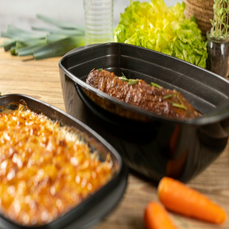 image 1 of EASY GLASS Roaster Set non-stick coated 4.3L + 2.2L Black