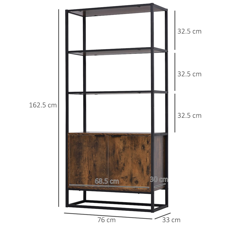 image 1 of HOMCOM Storage Cabinet with 3 Open Shelves Cupboard for Livingroom