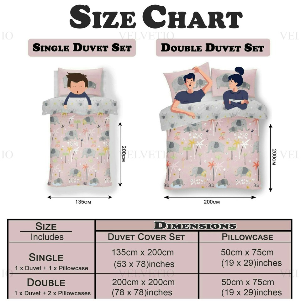 image 1 of VELVETIO Elephant Friends Duvet Cover Set Luxury Kids Reversible Beddings Pink | Double