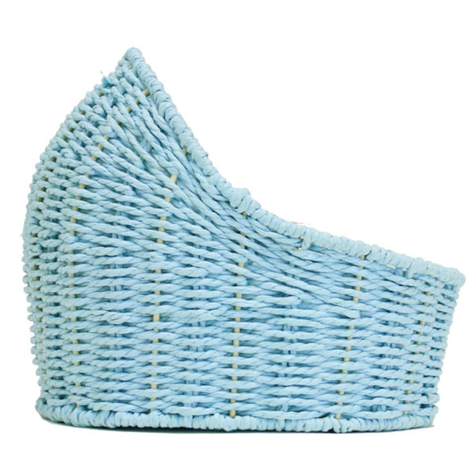 image 1 of Baby Boy Gift Hamper Kit - Blue Bassinet Basket (25cm) with Blue Gift Wrap Accessories