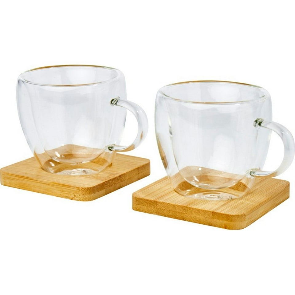image 1 of Seasons Bamboo Mug and Coaster Set - Transparent/Natural - 100ml