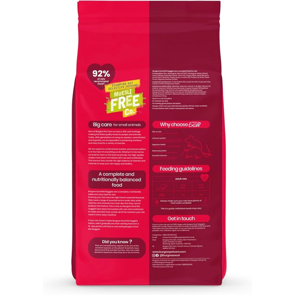 image 1 of Burgess Excel Rat Nuggets 1.5KG x 4 Pack