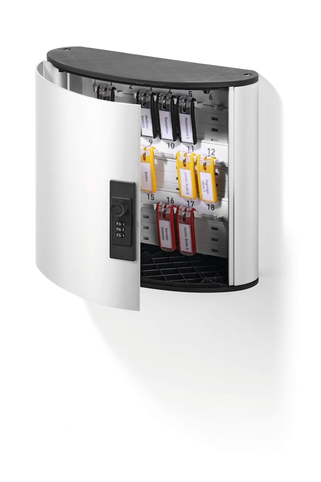 image 1 of Durable Key Safe 18 Combination Lock Box | Holds 18 Keys | Includes 6 Key Clips | Silver