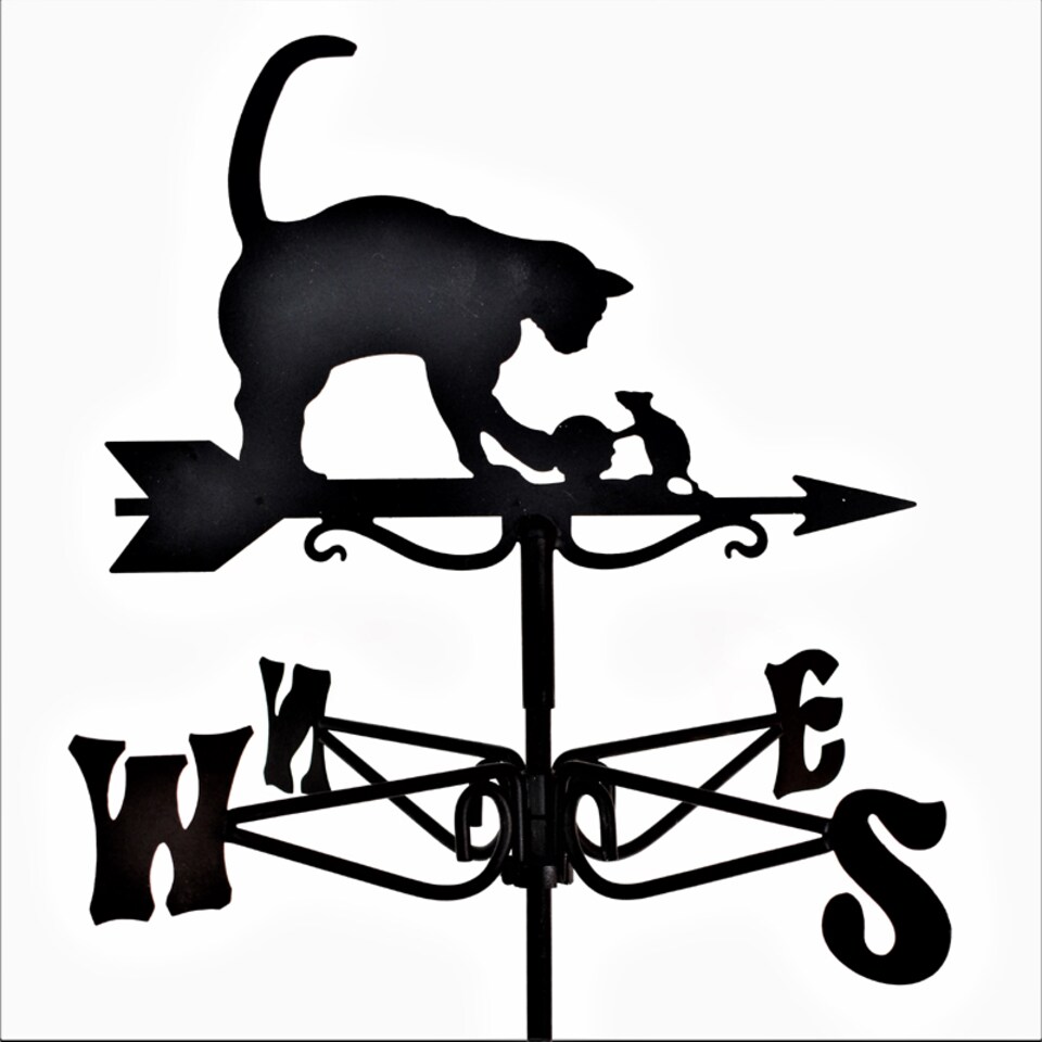 image 1 of Mini Cat & Mouse Weathervane - Steel - L38 x W38 x H53 cm - Black