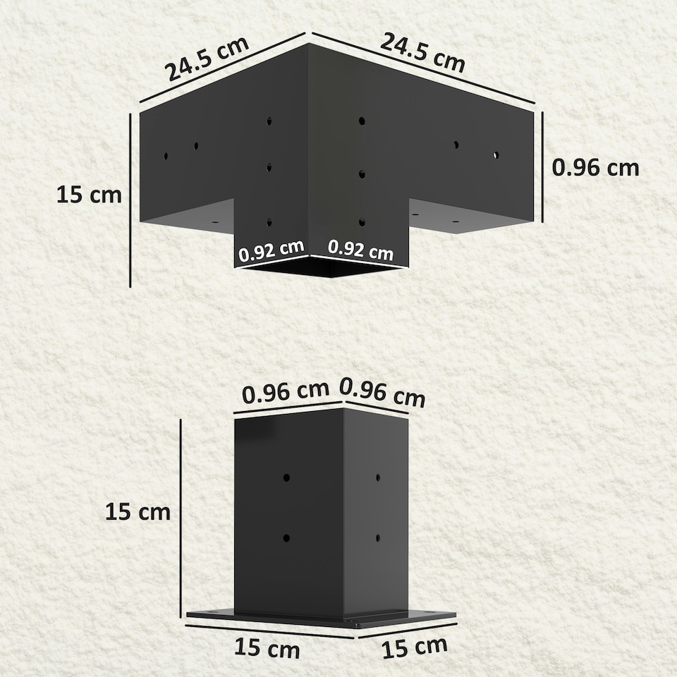 image 1 of Outsunny Pergola Kit with 3-Way Corner Brackets & Post Base for 92mm Lumber