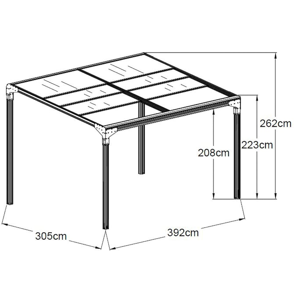 image 1 of Anthracite Veranda Garden Canopy Retractable Sliding Roof 12.8ft x 10ft