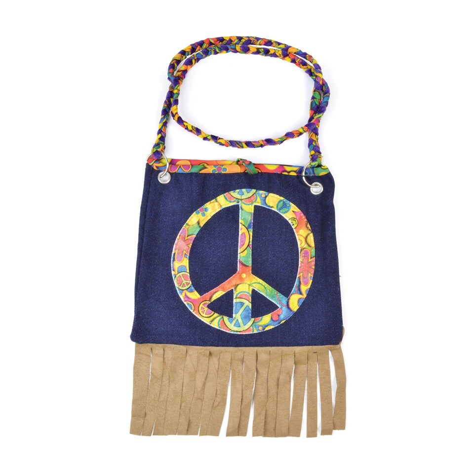 Bristol Novelty Peace Symbol Hippie Handbag - Multicoloured - One Size One Size