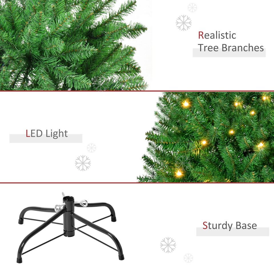 image 1 of HOMCOM 5FT Prelit Artificial Christmas Tree w/ Warm White Light Xmas Decoration