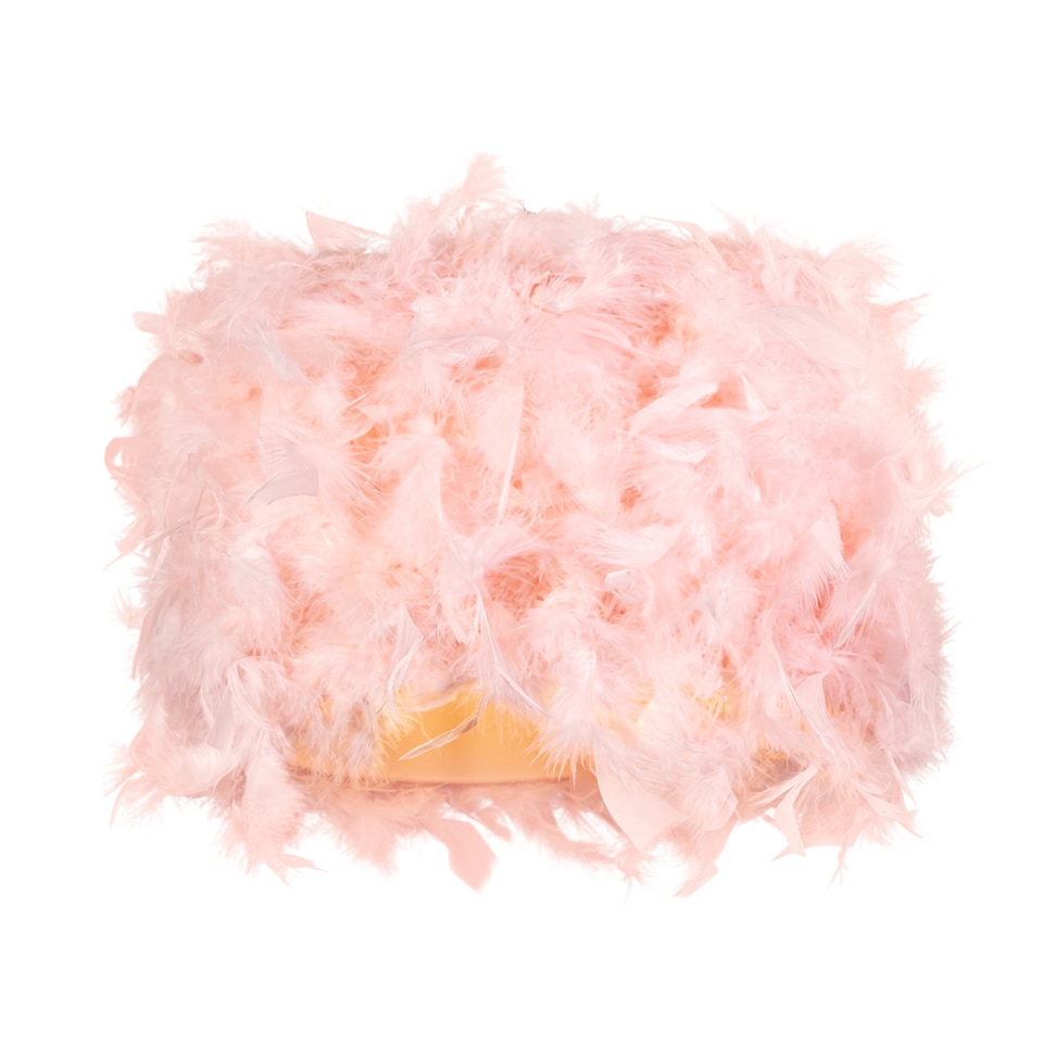 image 1 of Modern Designer Real Pink Feather Drum Lamp Shade with Inner Cotton Lining | Pink