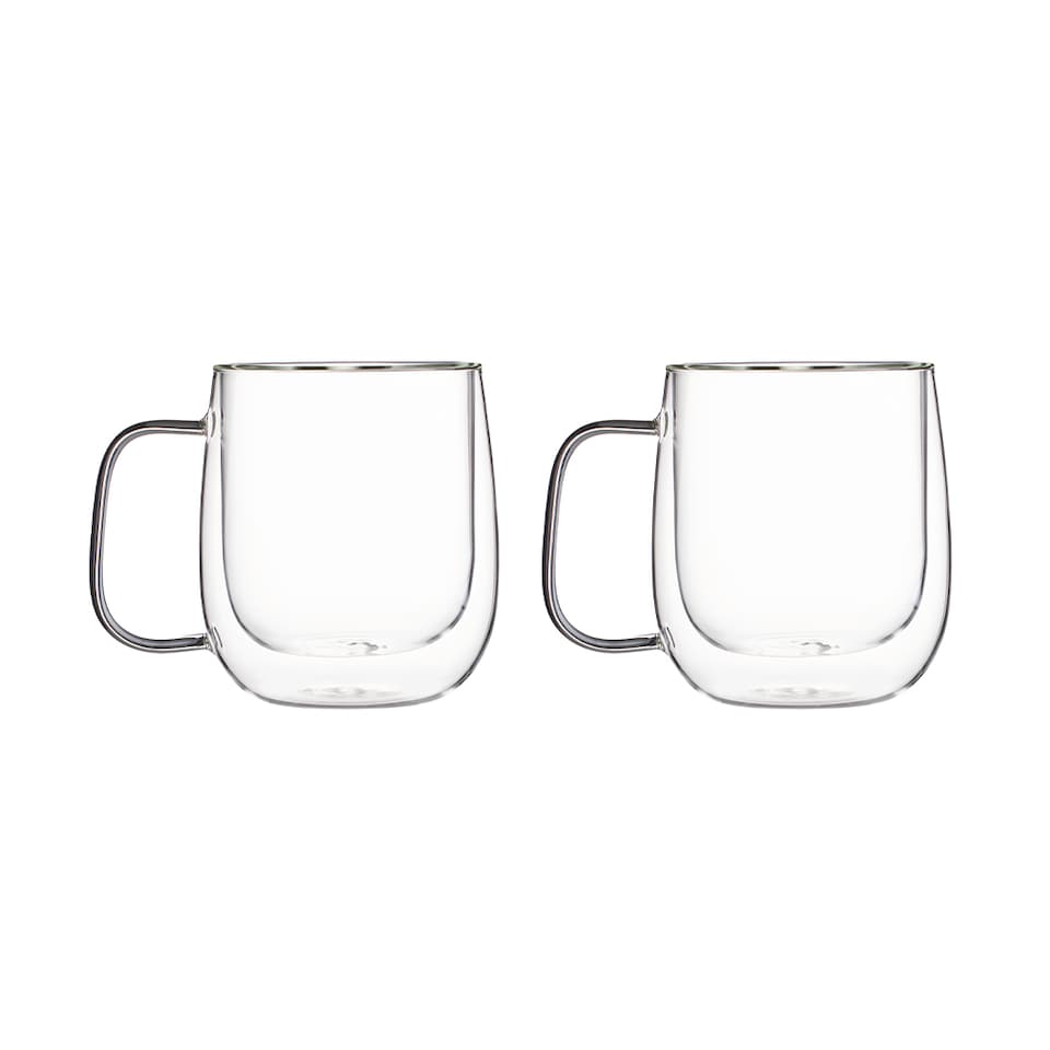 image 1 of Living and Home 2 Pcs 350 ml Double-Walled Borosilicate Glass Coffee Cups | Clear