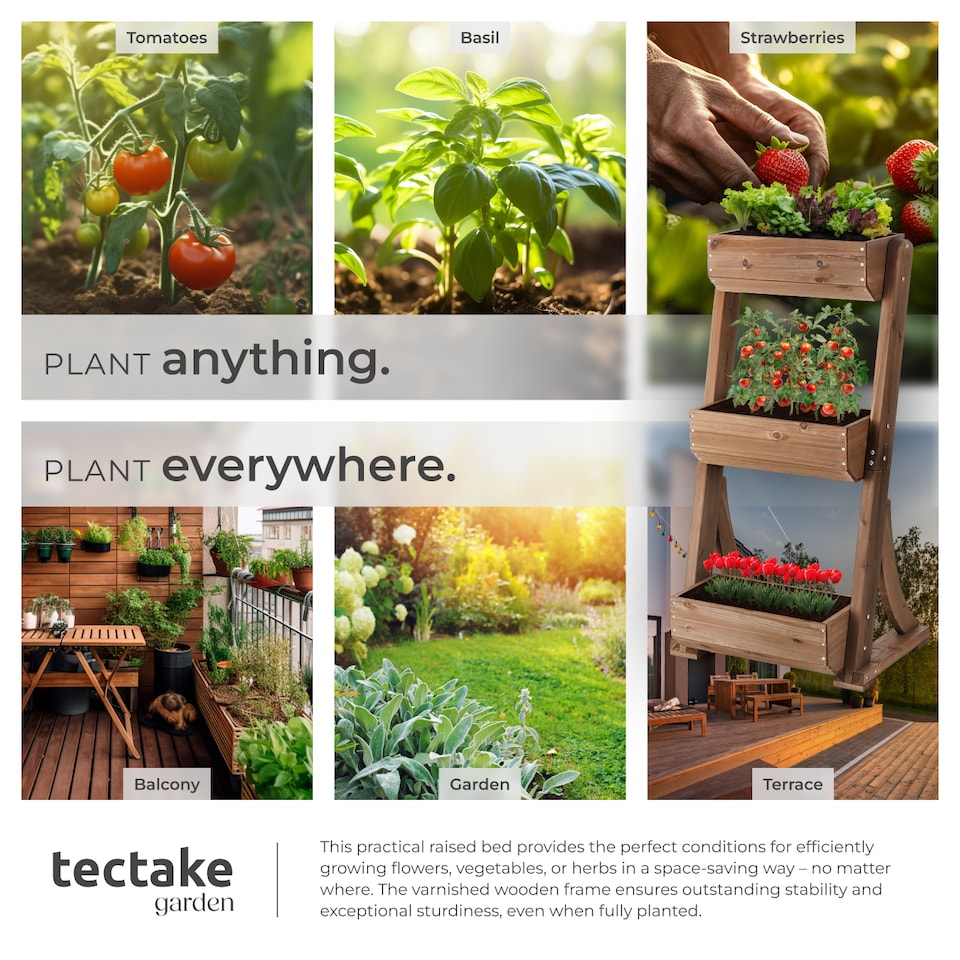 image 1 of Vertical Planter Flora in a Rustic Wooden Design with 3 to 5 Tiers and Plant Fleece Included | Brown | brown | 49 x 60 x 140 cm | 1