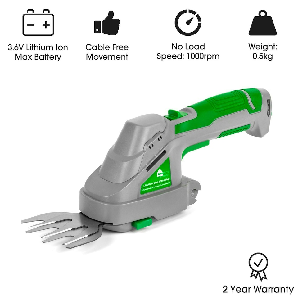 image 1 of Gracious Gardens 3.6V 2 in 1 Cordless Hedge Trimmer Cutter