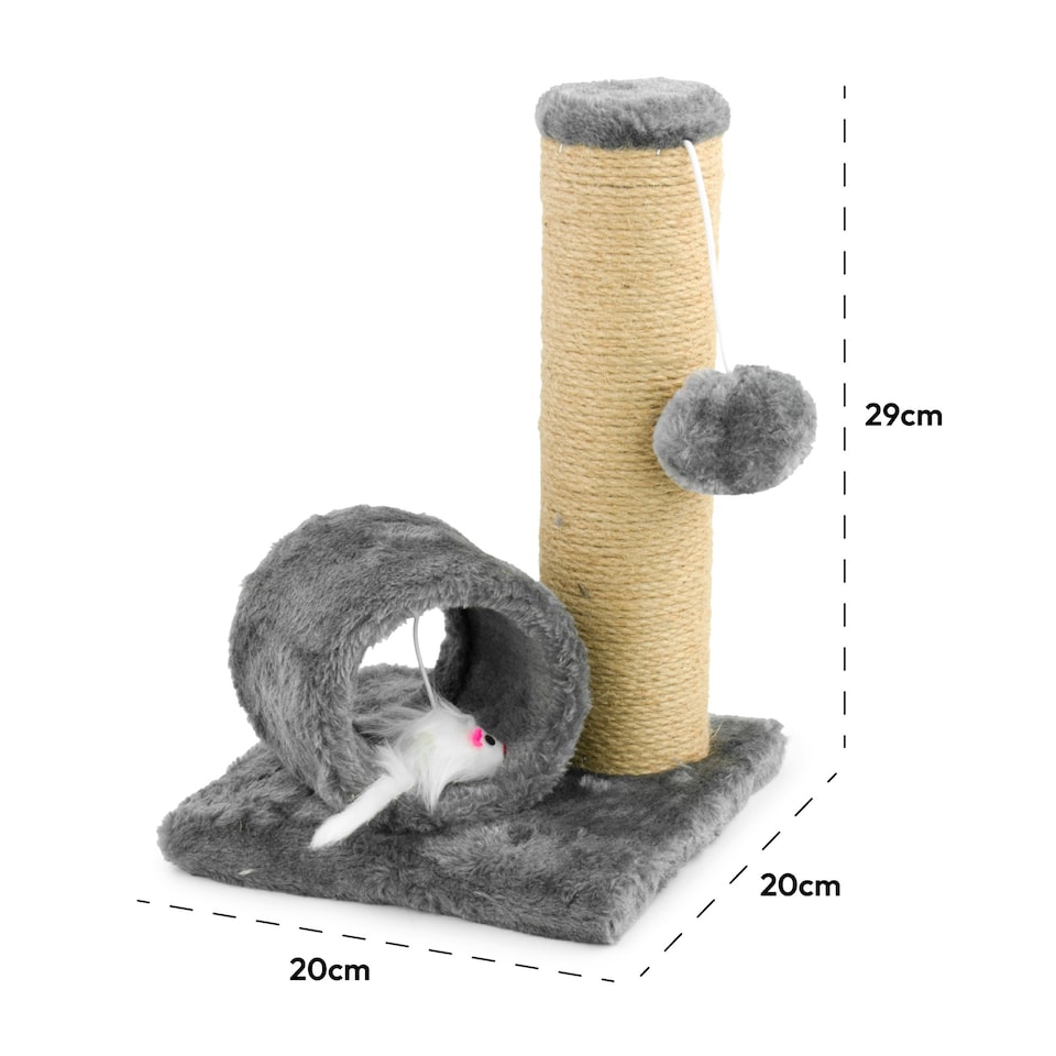 image 1 of KCT Grey Kitten Scratching Post with Tunnel