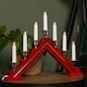 image 3 of 39cm Light up Red Wooden Christmas Candle Bridge with Silver Cups & 7 Warm White LEDs